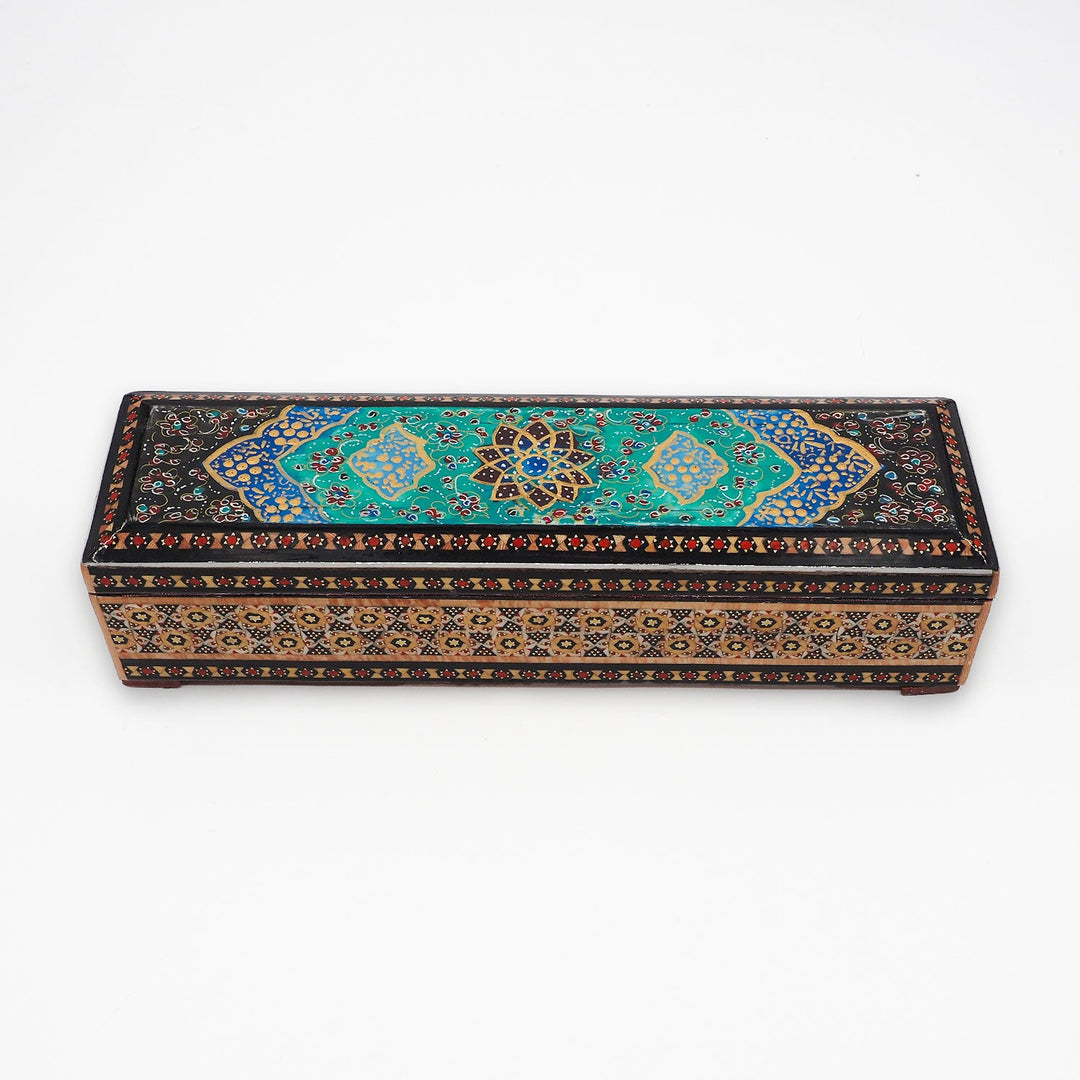 Traditional Motif | Handcrafted Hatem-Inlaid Wooden Box - WAAH394
