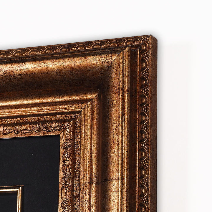 Gold Leaf Glass Wall Art with Ayat al-Kursi and Wooden Frame - WAAH445