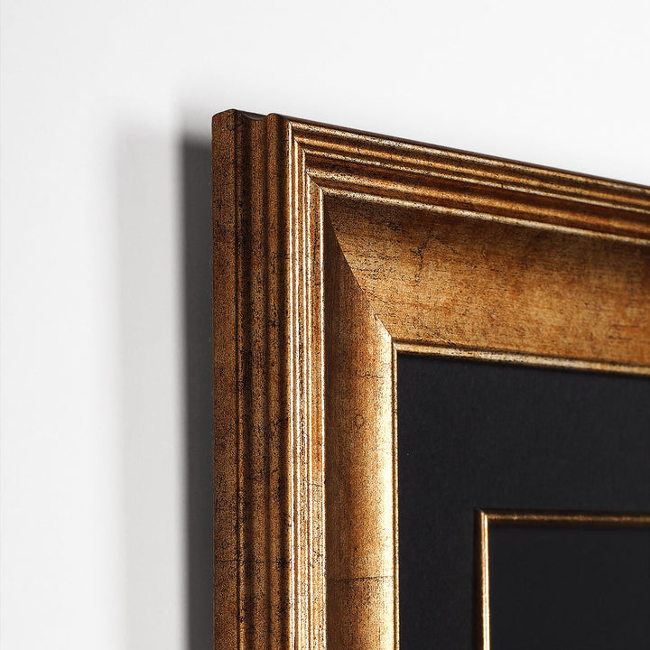 Gold Leaf Glass Wall Art with Surah Al-Qalam Verses 51–52 and Wooden Frame - WAAH470