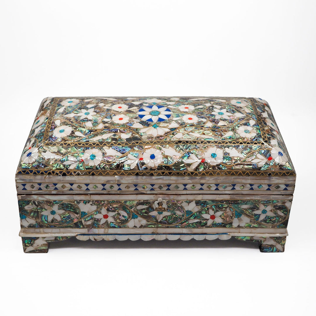 Handcrafted Wooden Box with Abalone Mother-of-Pearl Inlay - WAAH475