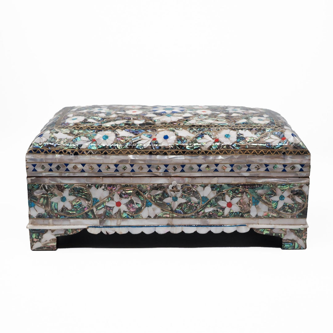 Handcrafted Wooden Box with Abalone Mother-of-Pearl Inlay - WAAH475