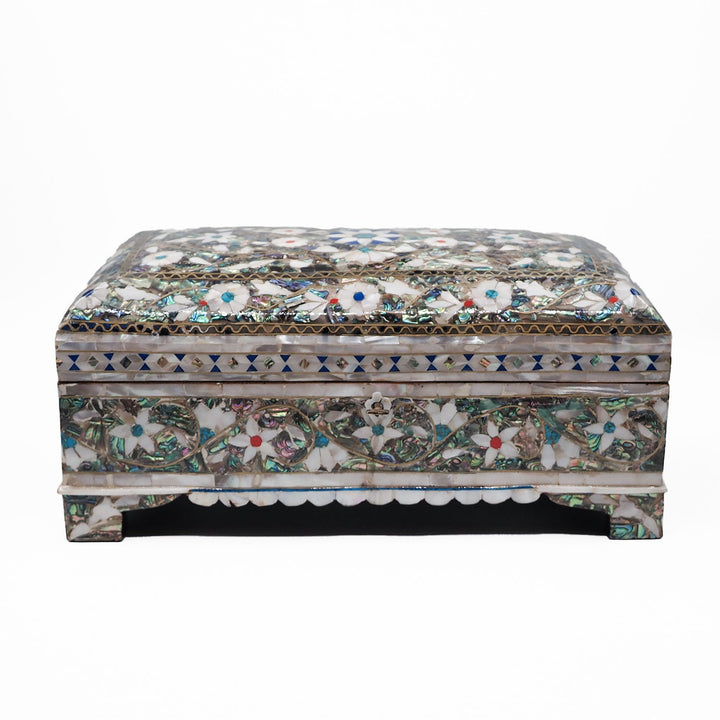 Handcrafted Wooden Box with Abalone Mother-of-Pearl Inlay - WAAH475