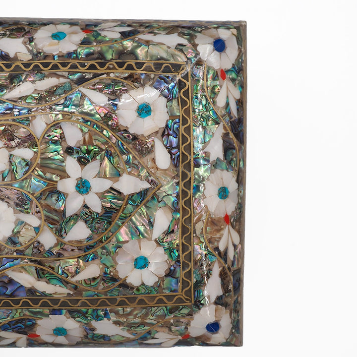 Handcrafted Wooden Box with Abalone Mother-of-Pearl Inlay - WAAH475