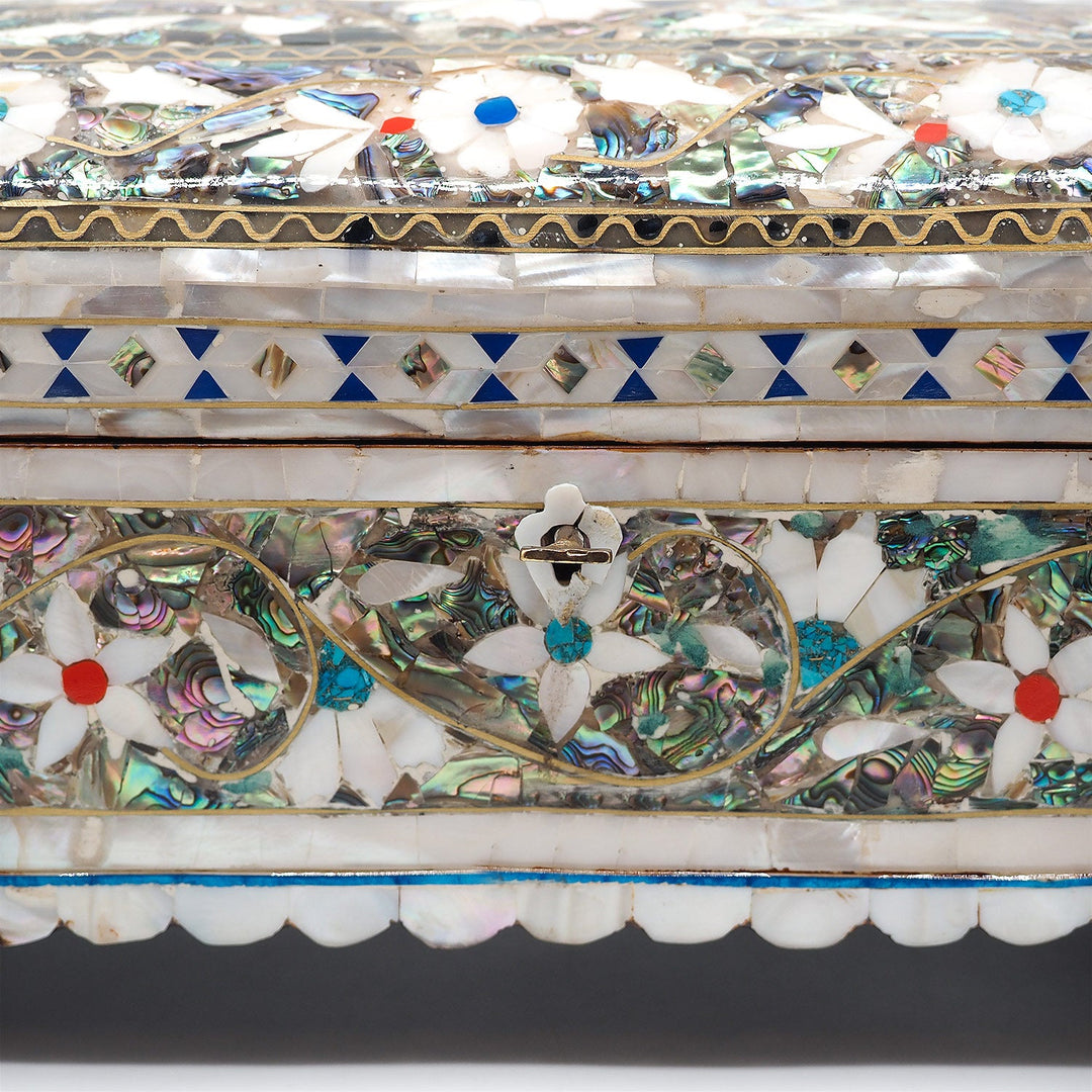 Handcrafted Wooden Box with Abalone Mother-of-Pearl Inlay - WAAH475