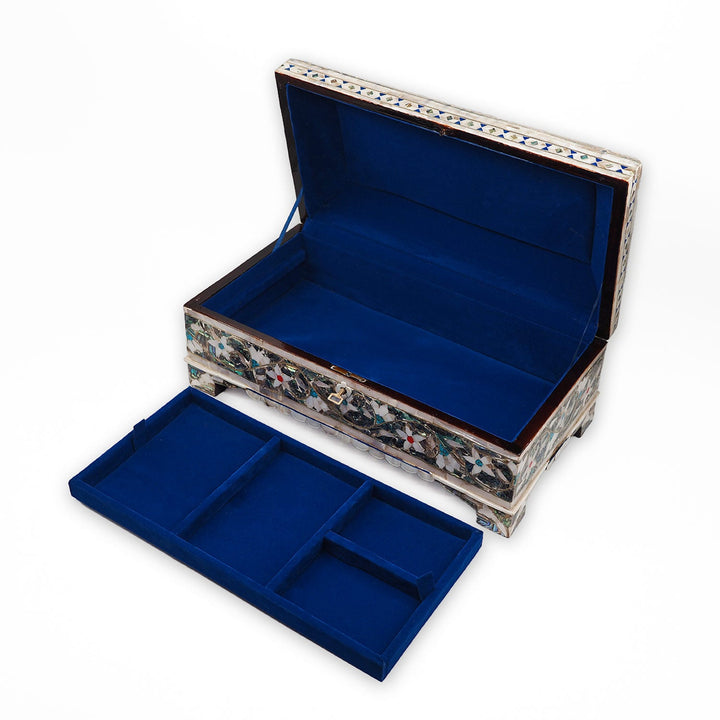 Handcrafted Wooden Box with Abalone Mother-of-Pearl Inlay - WAAH475