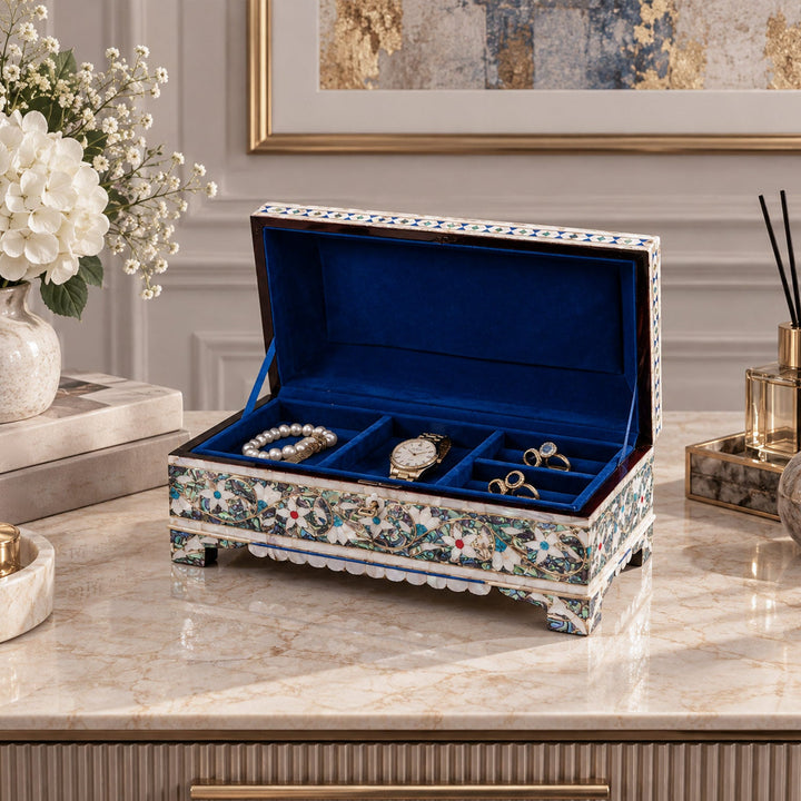 Handcrafted Wooden Box with Abalone Mother-of-Pearl Inlay - WAAH475