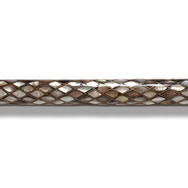 Handcrafted Wooden Walking Cane with Mother-of-Pearl and Copper Wire Inlay - WAAH478