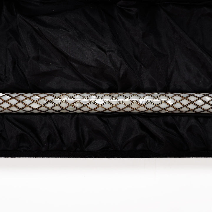 Handcrafted Wooden Walking Cane with Mother-of-Pearl and Copper Wire Inlay - WAAH479