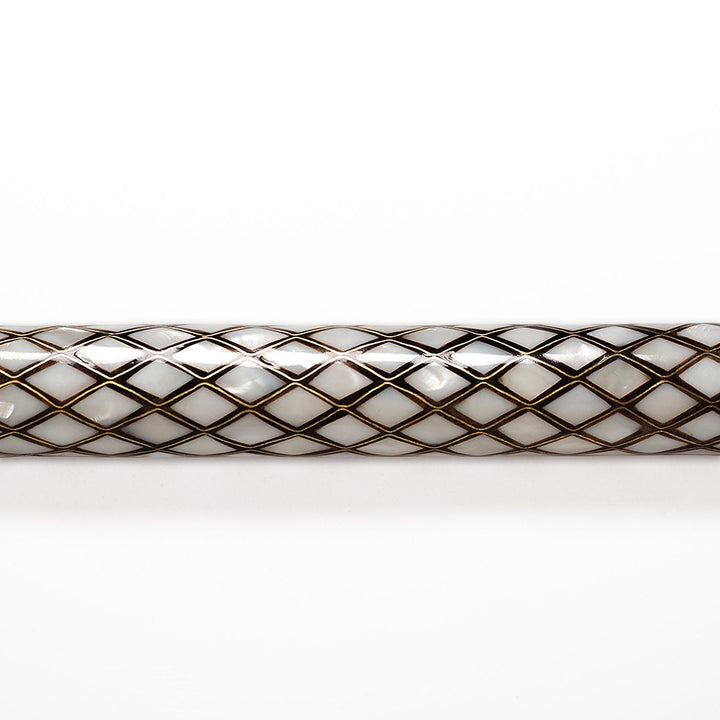 Handcrafted Wooden Walking Cane with Mother-of-Pearl and Copper Wire Inlay - WAAH479