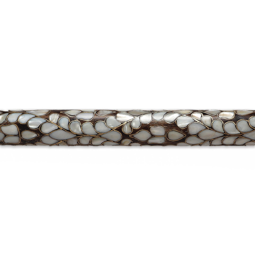 Handcrafted Wooden Walking Cane with Mother-of-Pearl and Copper Wire Inlay - WAAH480