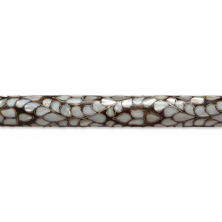 Handcrafted Wooden Walking Cane with Mother-of-Pearl and Copper Wire Inlay - WAAH480