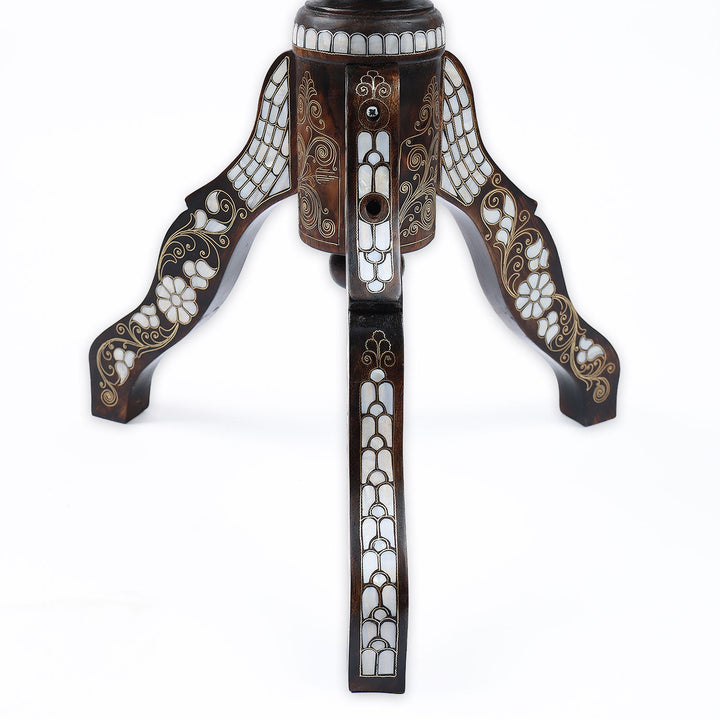 Handmade Mother-of-Pearl Mosaic and Abalone Inlaid Filigree Wooden Side Table - WAAH482