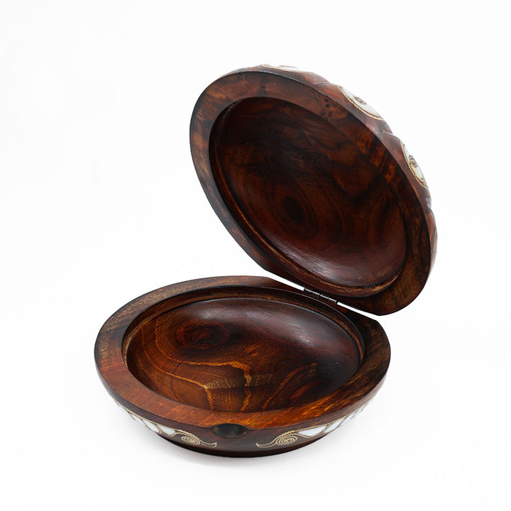 Handcrafted Wooden Box with Abalone Mother-of-Pearl Inlay - WAAH483