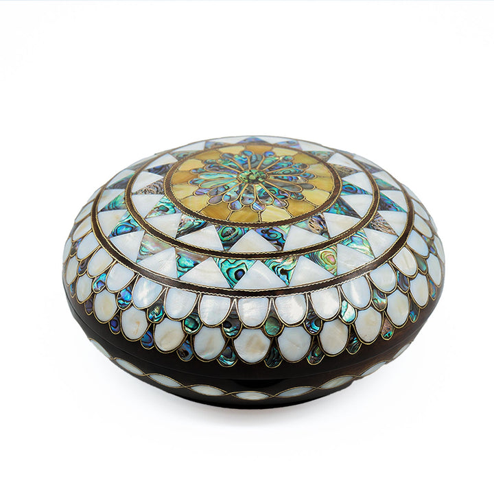 Handcrafted Wooden Box with Abalone Mother-of-Pearl Inlay - WAAH484