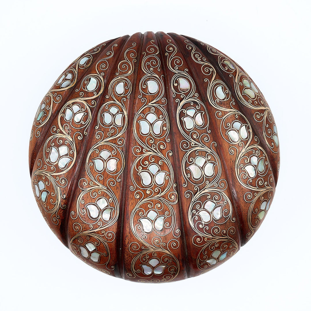 Handcrafted Wooden Box with Abalone Mother-of-Pearl Inlay - WAAH485