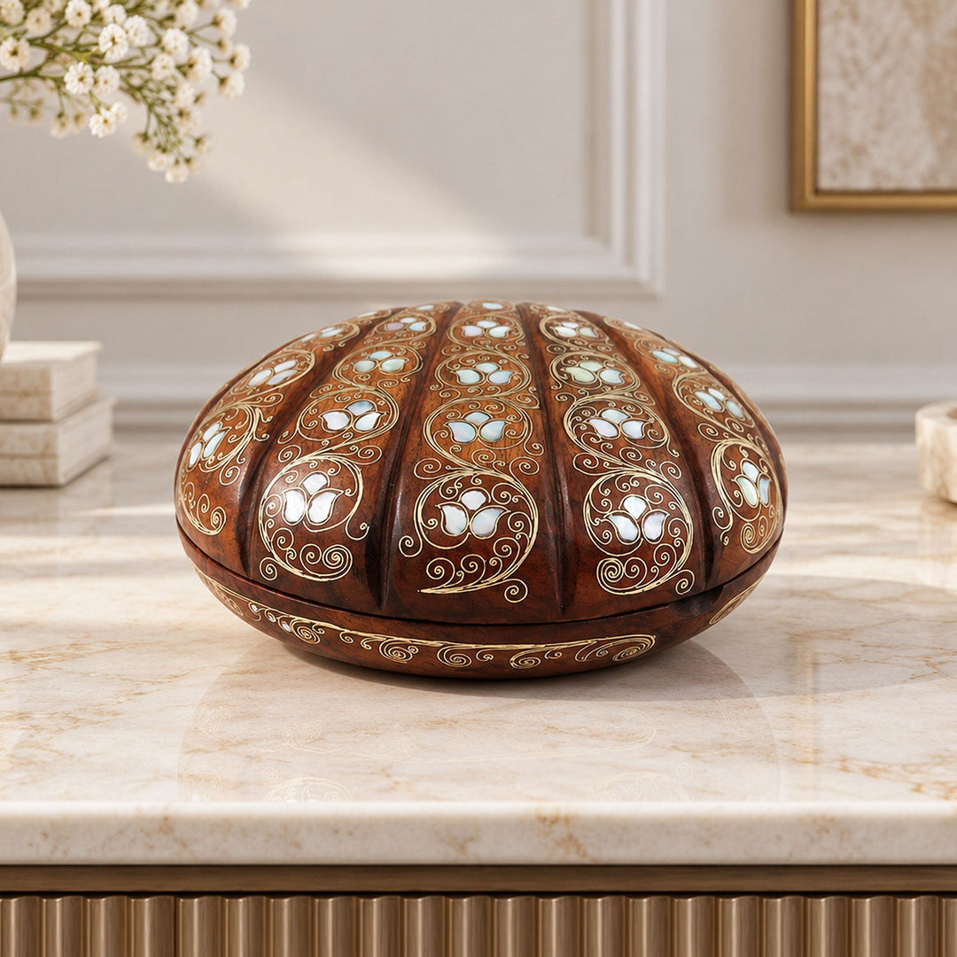 Handcrafted Wooden Box with Abalone Mother-of-Pearl Inlay - WAAH485