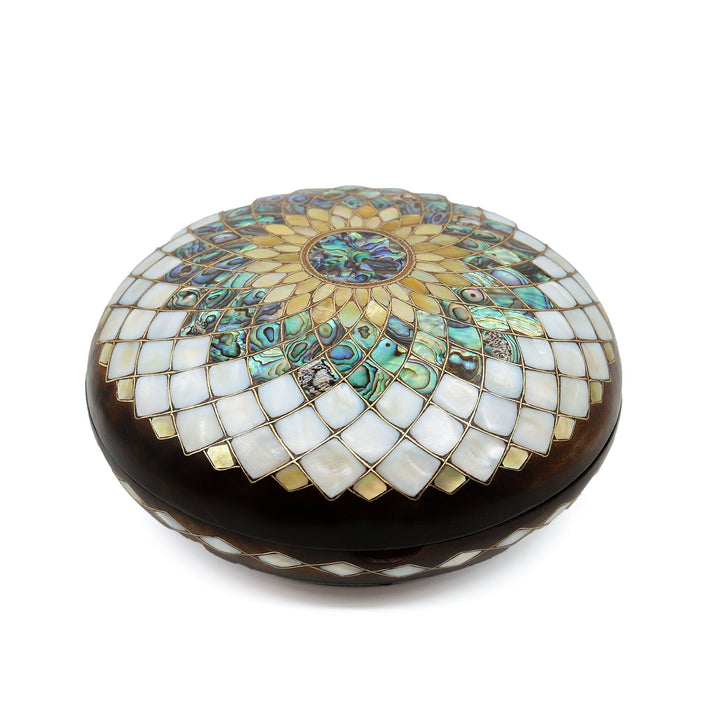 Handcrafted Wooden Box with Abalone Mother-of-Pearl Inlay - WAAH486