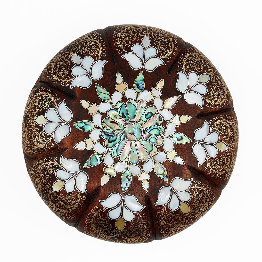 Handcrafted Wooden Box with Abalone Mother-of-Pearl Inlay - WAAH487