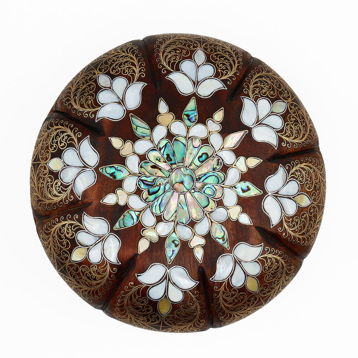 Handcrafted Wooden Box with Abalone Mother-of-Pearl Inlay - WAAH487