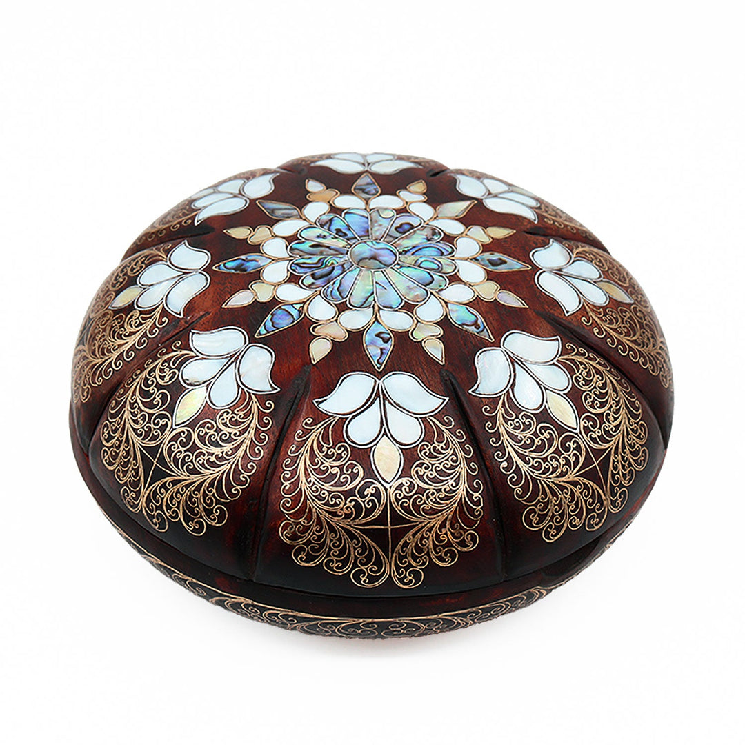 Handcrafted Wooden Box with Abalone Mother-of-Pearl Inlay - WAAH487