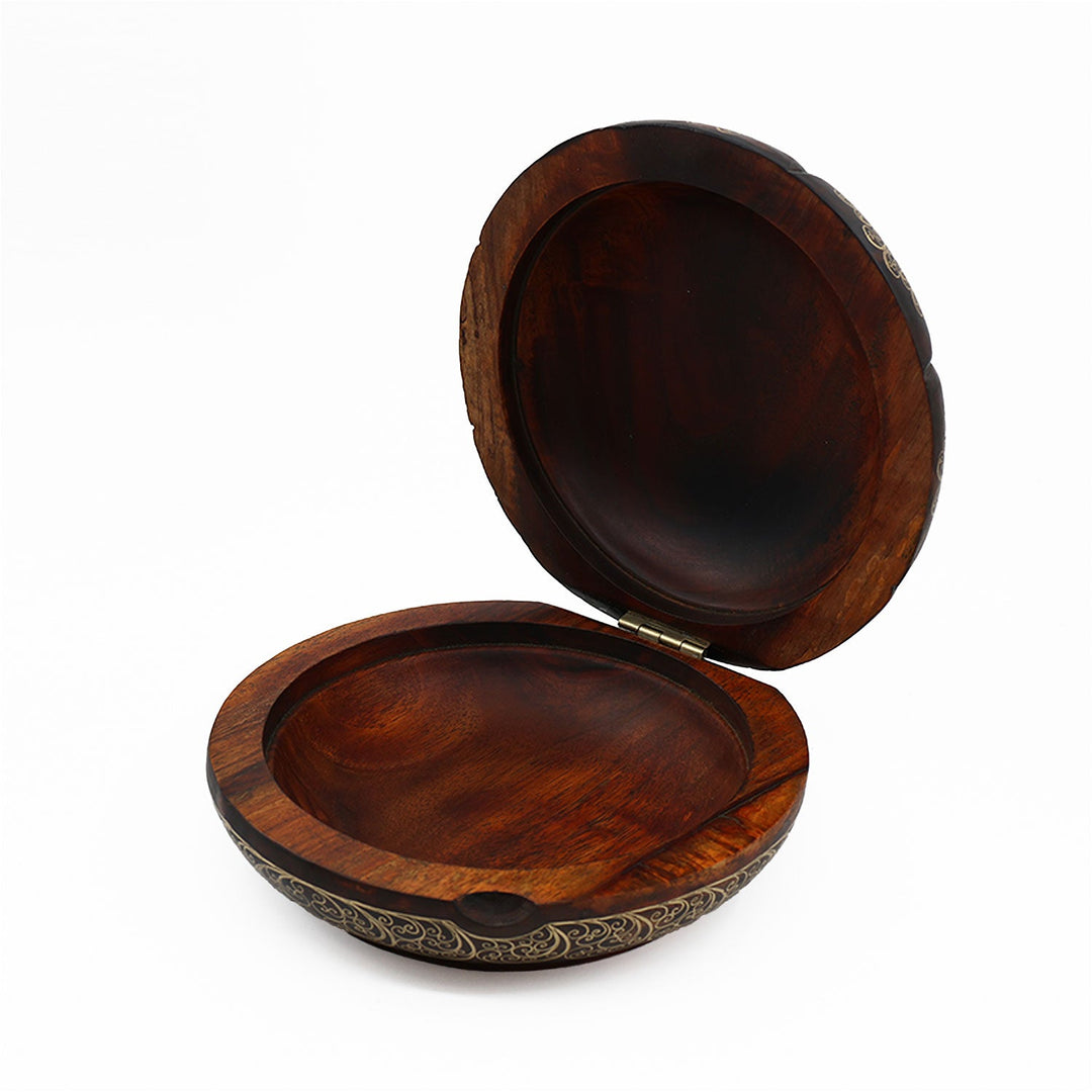 Handcrafted Wooden Box with Abalone Mother-of-Pearl Inlay - WAAH487
