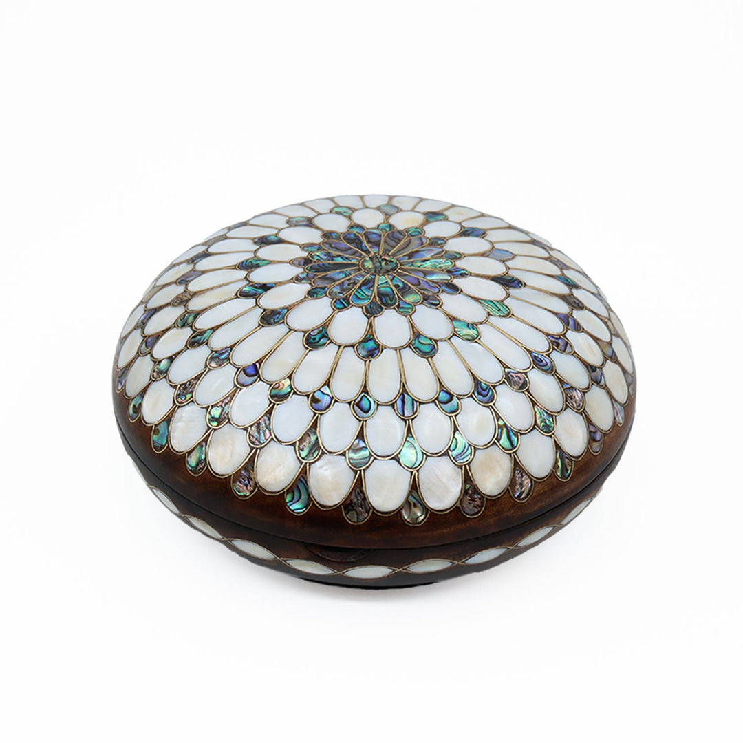 Handcrafted Wooden Box with Abalone Mother-of-Pearl Inlay - WAAH488