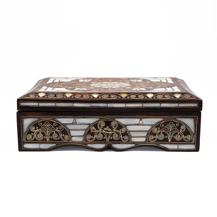 Handcrafted Lockable Wooden Box with Abalone Mother-of-Pearl Inlay - WAAH490