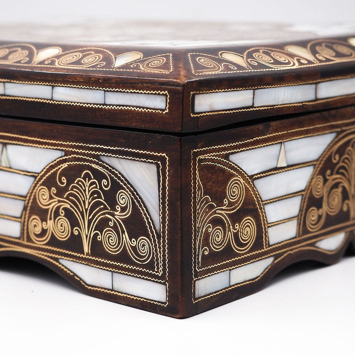 Handcrafted Lockable Wooden Box with Abalone Mother-of-Pearl Inlay - WAAH490