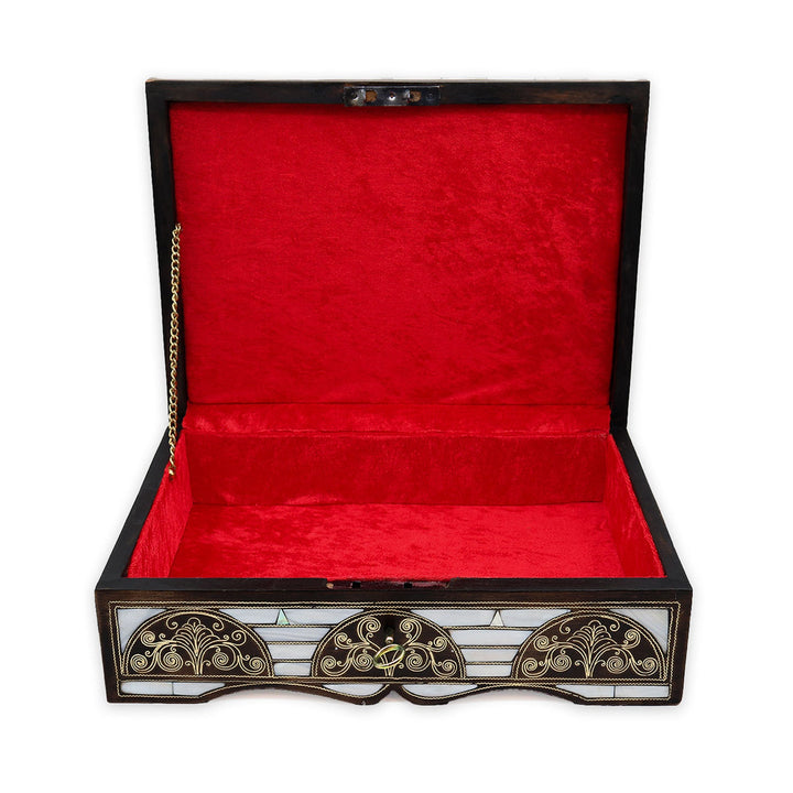 Handcrafted Lockable Wooden Box with Abalone Mother-of-Pearl Inlay - WAAH490