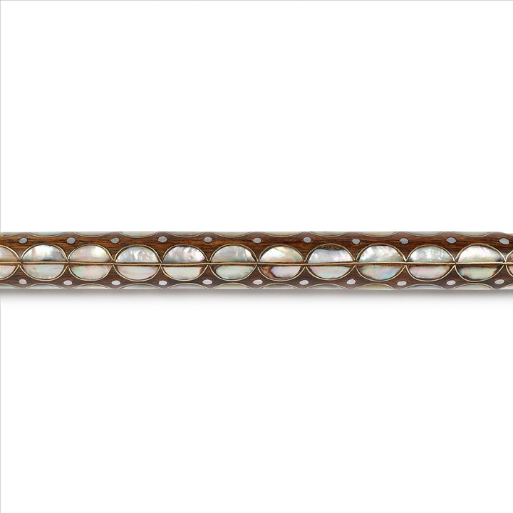 Handcrafted Wooden Walking Cane with Mother-of-Pearl &amp; Copper Wire Inlay - WAAH494