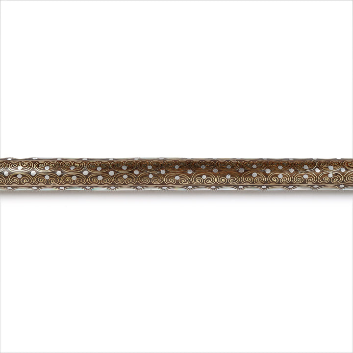 Handcrafted Wooden Walking Cane with Mother-of-Pearl &amp; Copper Wire Inlay - WAAH495