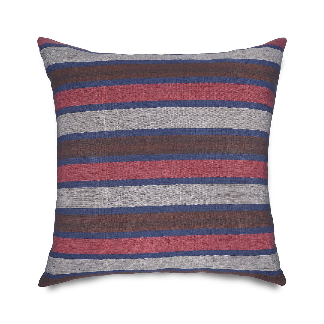 Grey &amp; Blue Striped Silk Kutnu Square Cushion Cover – WAK005