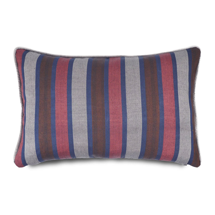 Grey &amp; Blue Striped Silk Kutnu Rectangular Cushion Cover – WAK006