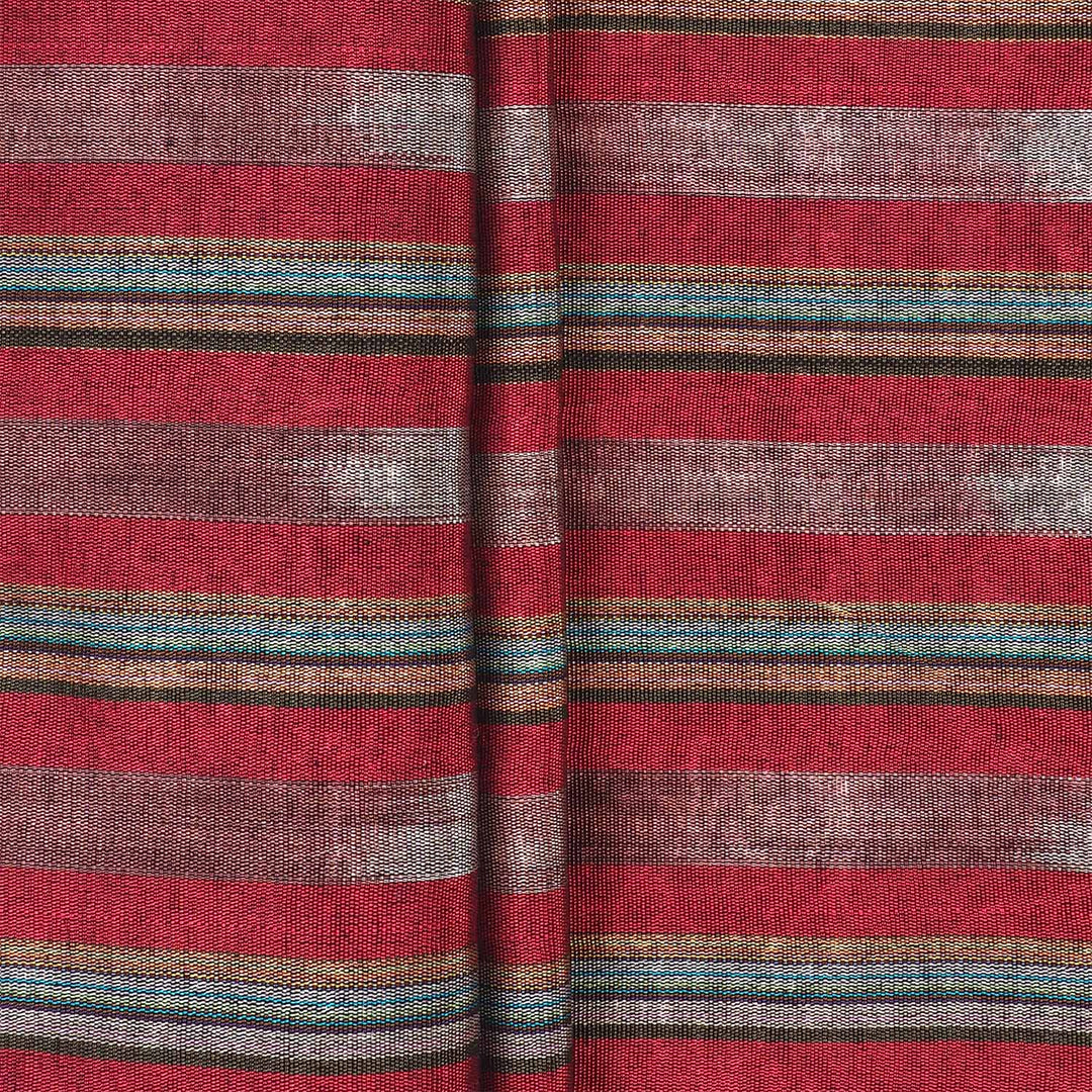 Silk Kutnu Fabric by the Meter – Fuchsia and Purple Stripes - WAK007