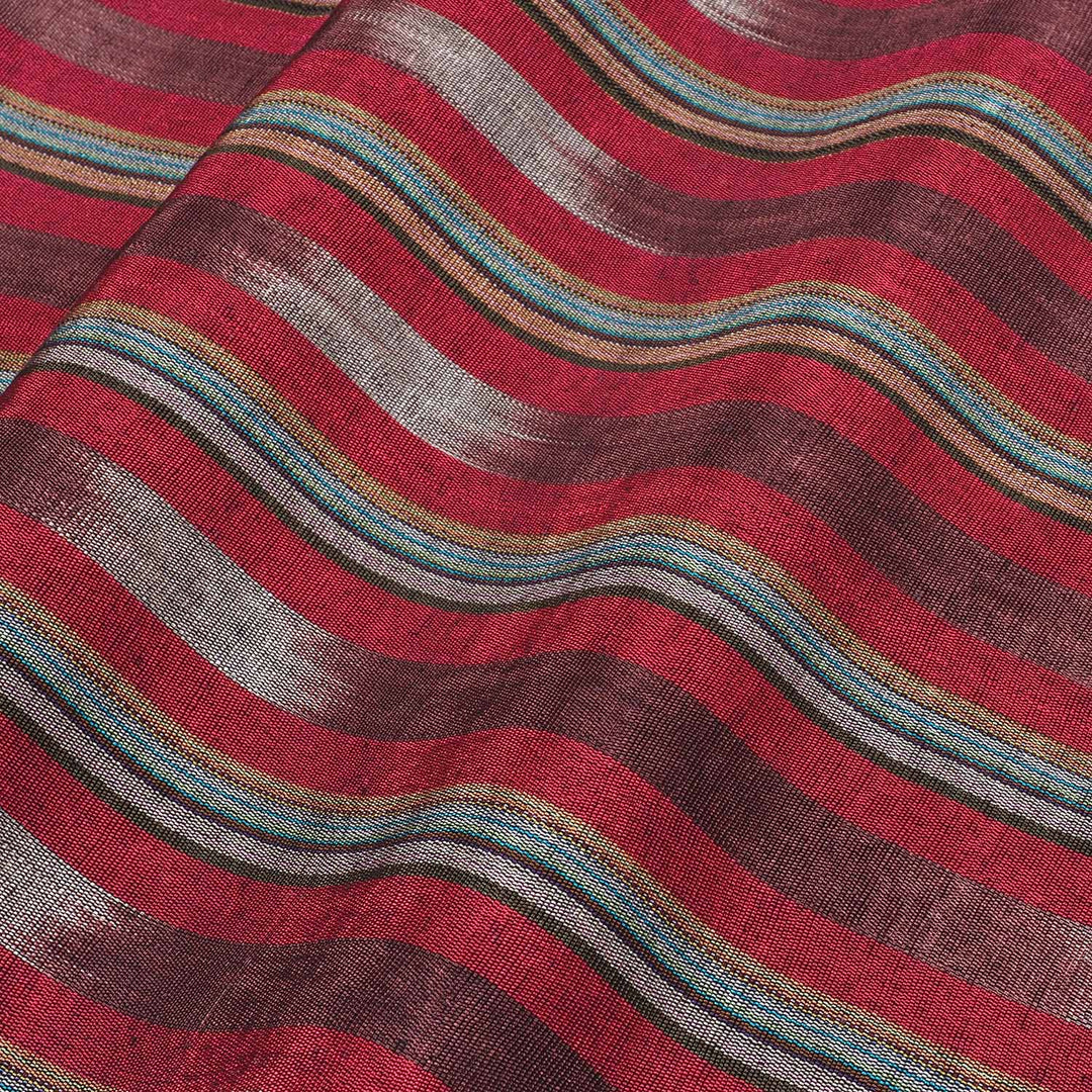 Silk Kutnu Fabric by the Meter – Fuchsia and Purple Stripes - WAK007