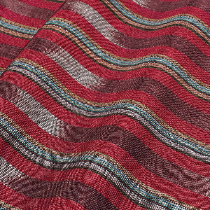 Silk Kutnu Fabric by the Meter – Fuchsia and Purple Stripes - WAK007