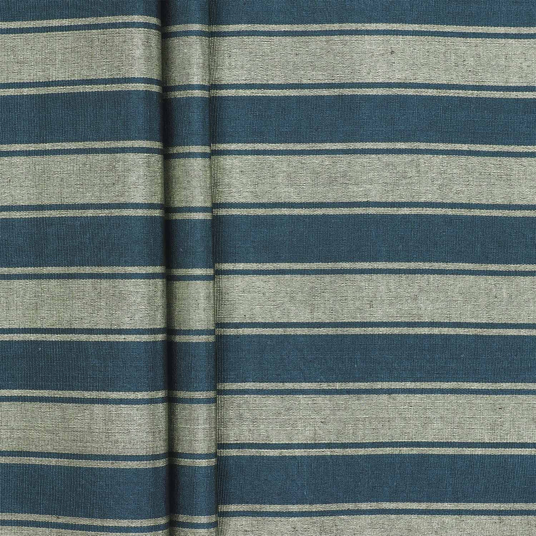 Silk Kutnu Fabric by the Meter – Green Stripes - WAK008