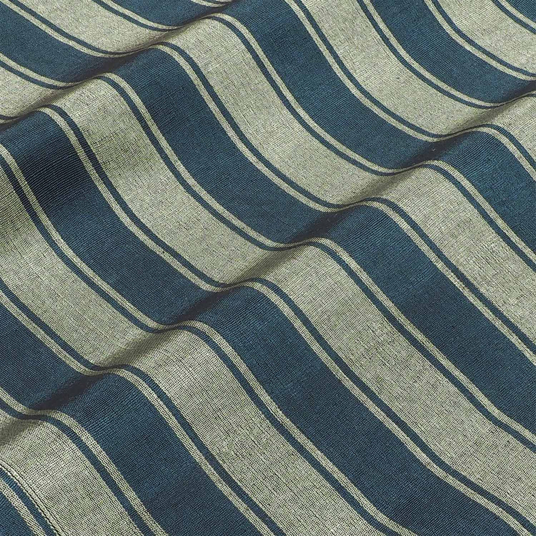 Silk Kutnu Fabric by the Meter – Green Stripes - WAK008