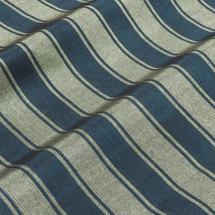 Silk Kutnu Fabric by the Meter – Green Stripes - WAK008