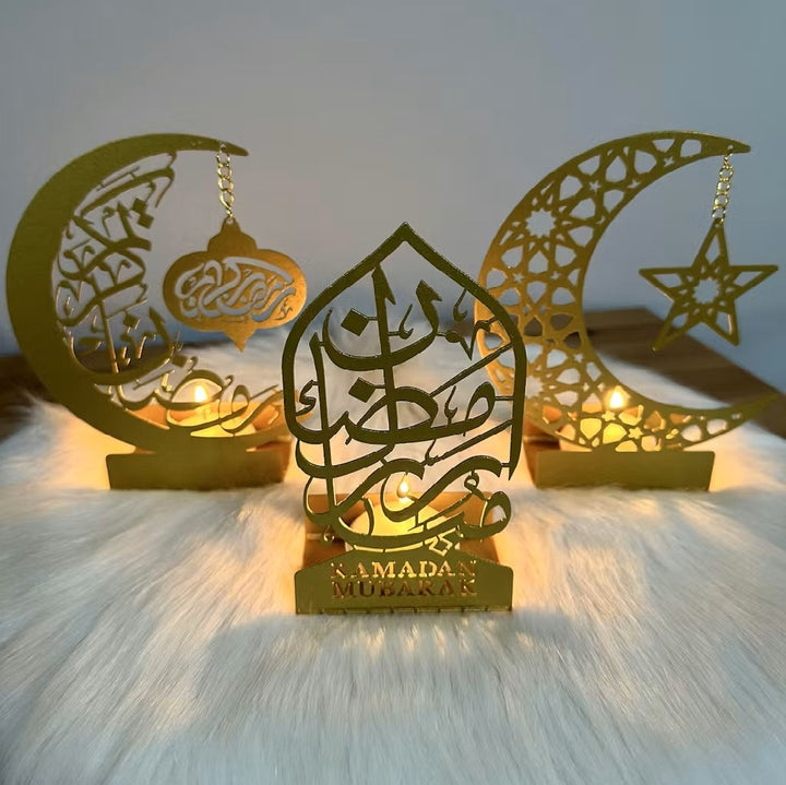Ramadan Mubarak Metal Candle Holder Set of 3 - WAMH099