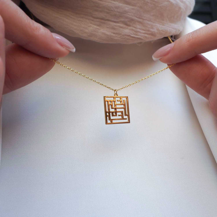 Woman, Life and Freedom - Written in Kufic Calligraphy Silver Necklace - WAMT011