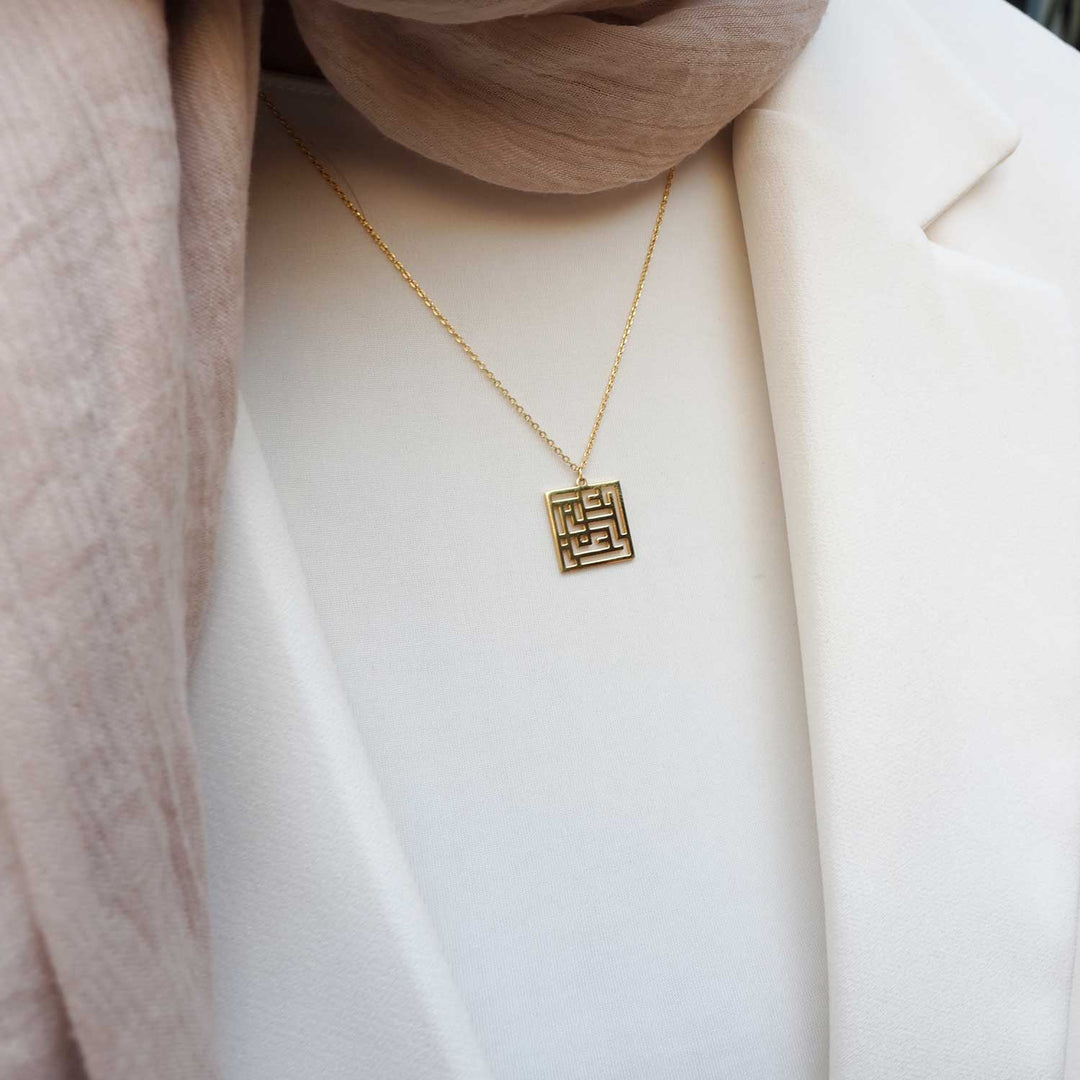 Woman, Life and Freedom - Written in Kufic Calligraphy Silver Necklace - WAMT011