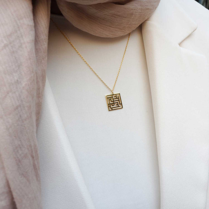 Woman, Life and Freedom - Written in Kufic Calligraphy Silver Necklace - WAMT011