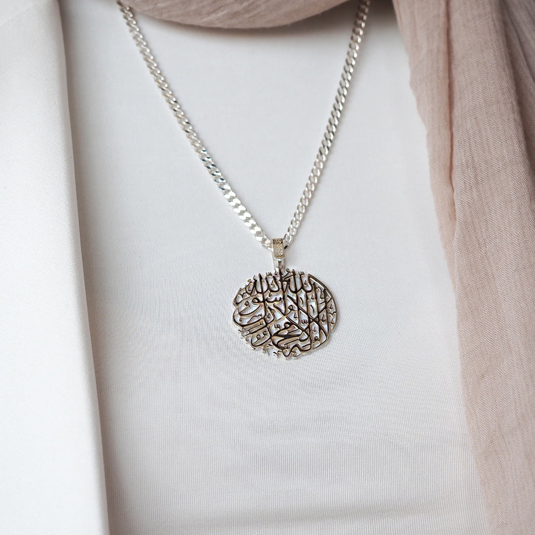 Silver First Kalima Written Necklace - WAMT038