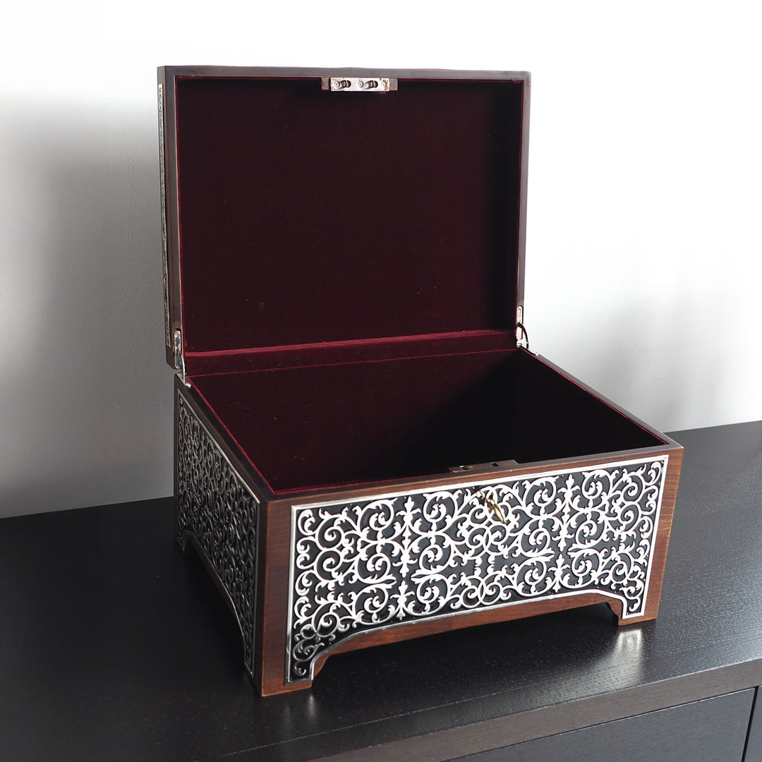 Silver Inlaid Wooden Chest – WAP017