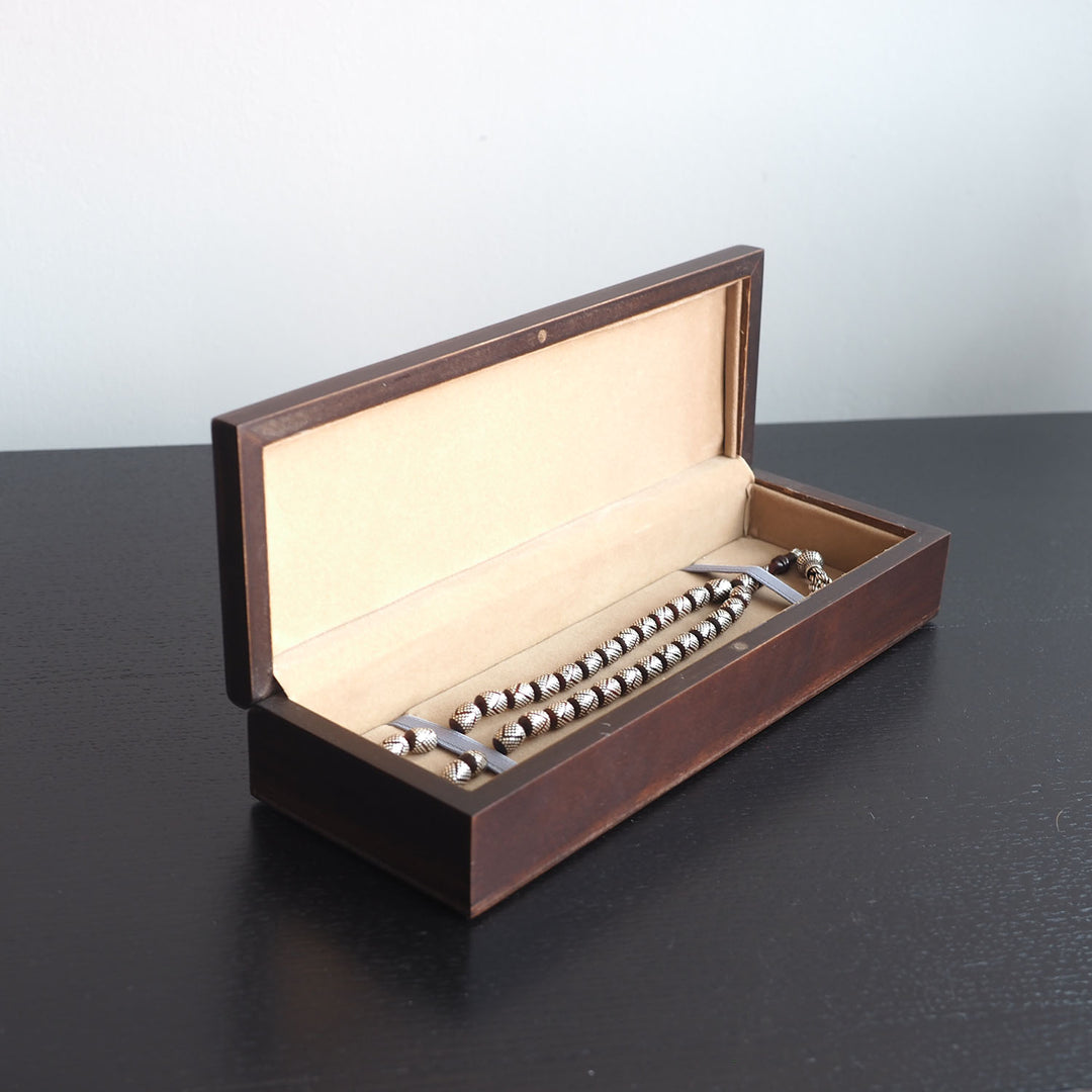 Exclusive Silver Inlaid Wooden Tasbeeh Box  – WAP018