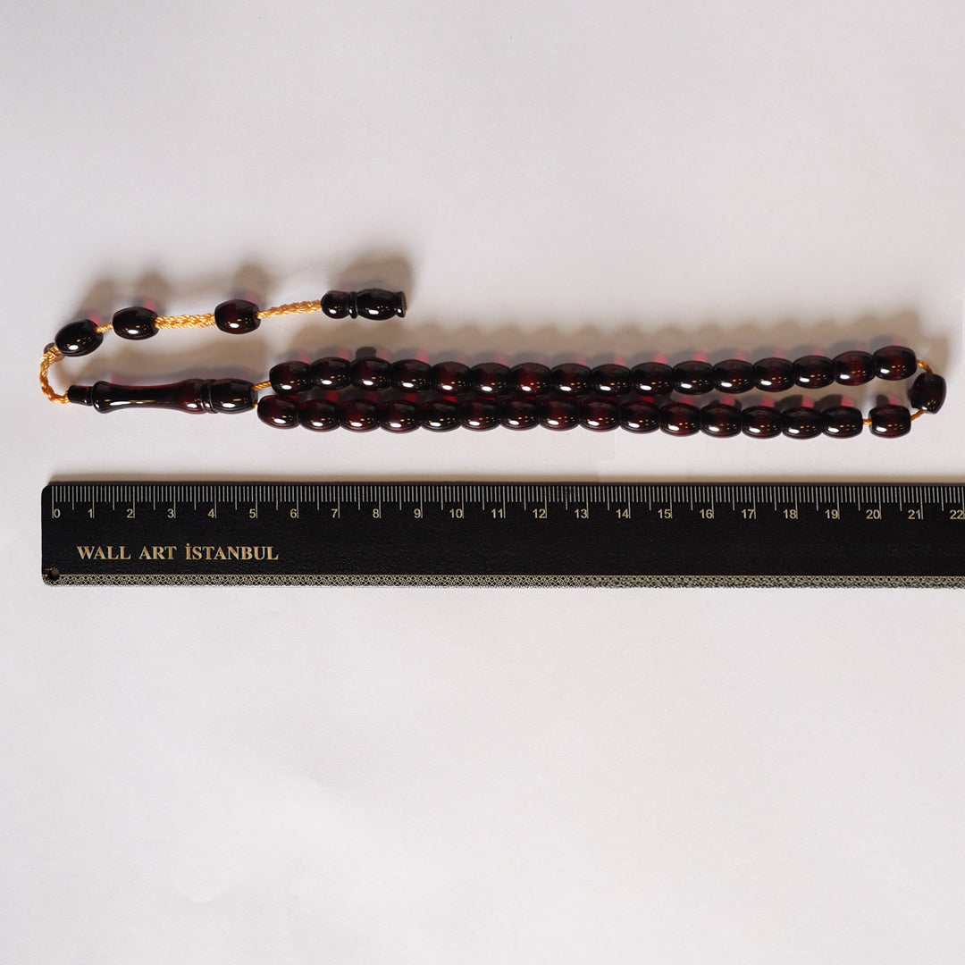 Oven-Treated Rod-Cut Pressed Fire Amber Tasbeeh – Graded Beads – WATD030