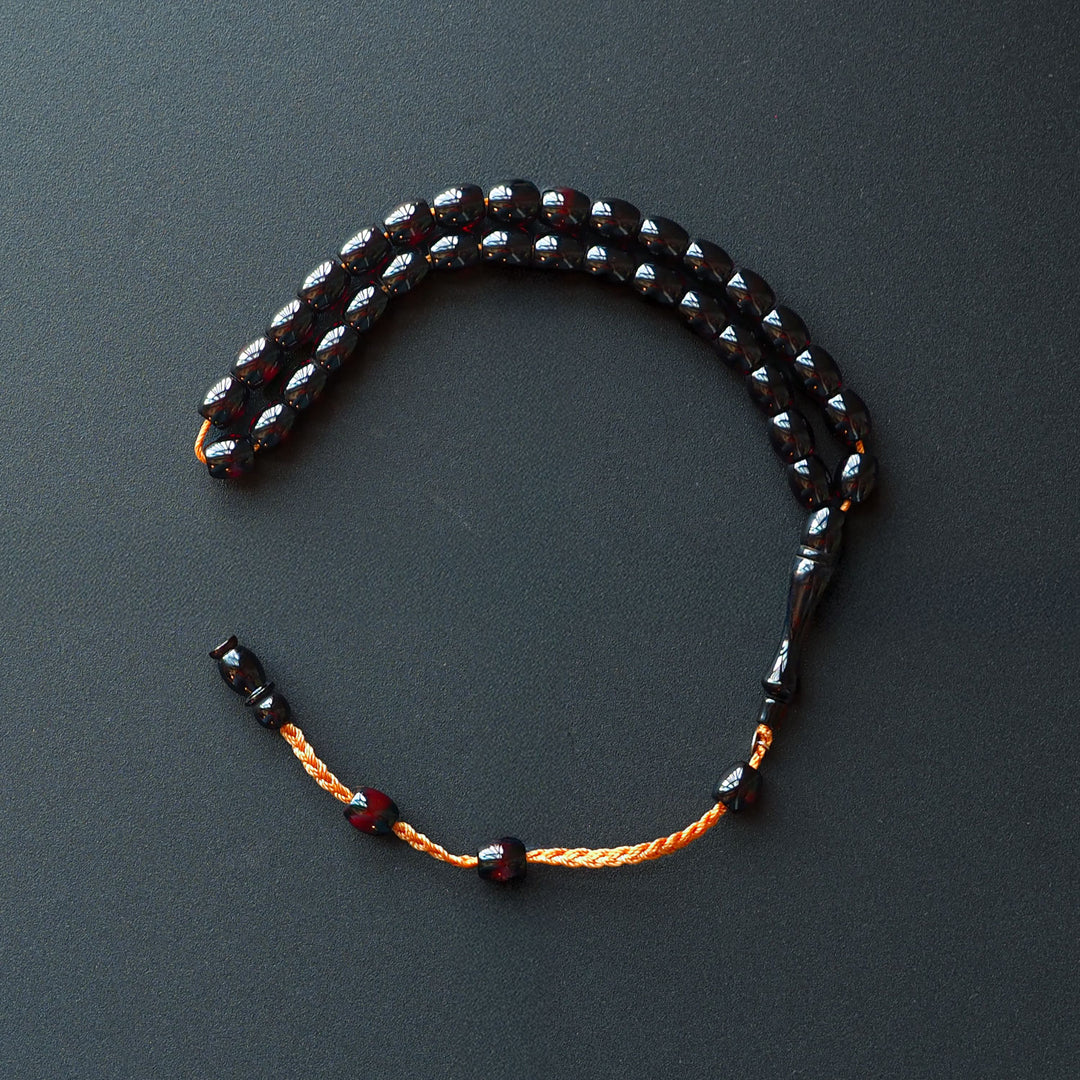 Oven-Treated Rod-Cut Pressed Fire Amber Tasbeeh – Graded Beads – WATD030
