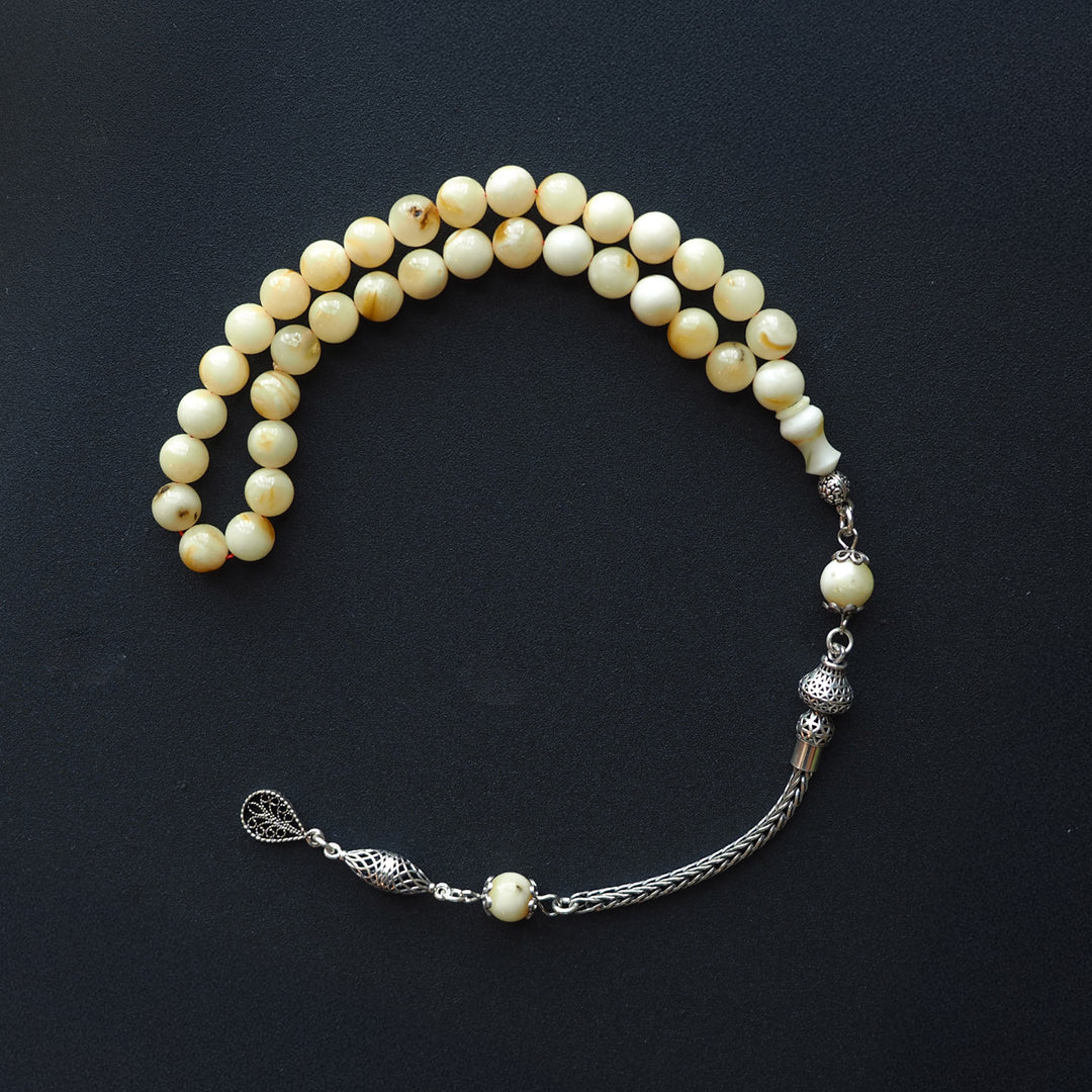 Raw Baltic Amber Silver Tasbeeh – WATD035