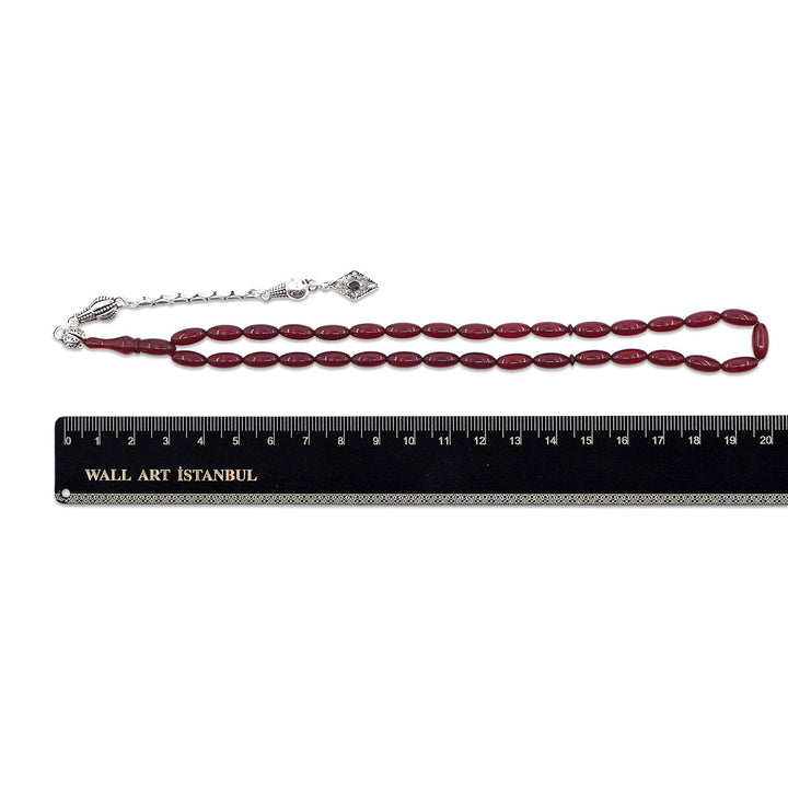 Oval-Cut Fire Amber Tasbeeh with Tassel - WATD1065